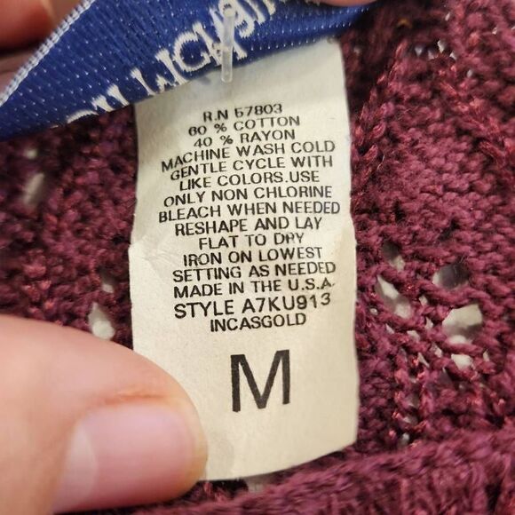 Norton McNaughton Women's Berry Color Open Knit Eyelet Pullover Sweater Medium N - Picture 4 of 10